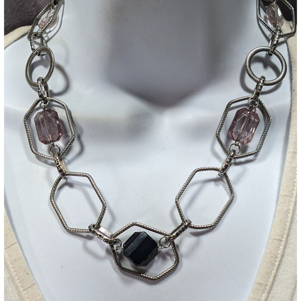 Lia Sophia Vault Black And Lavender Gemmed Chain Necklace - Picture 2 of 5
